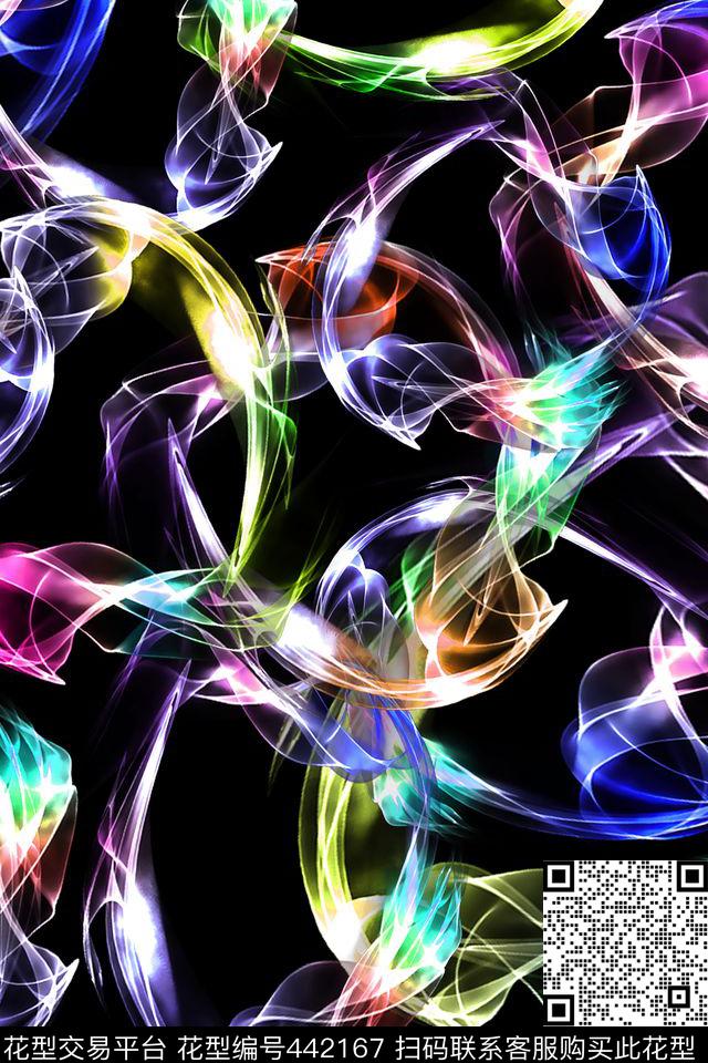 数码绚丽抽象线条3D效果数码印花华亿平台下载（图片编号: 442167） - 瓦栏（Walan）