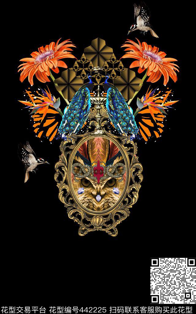 蝴蝶花卉金色年华数码印花华亿平台下载（图片编号: 442225） - 瓦栏（Walan）