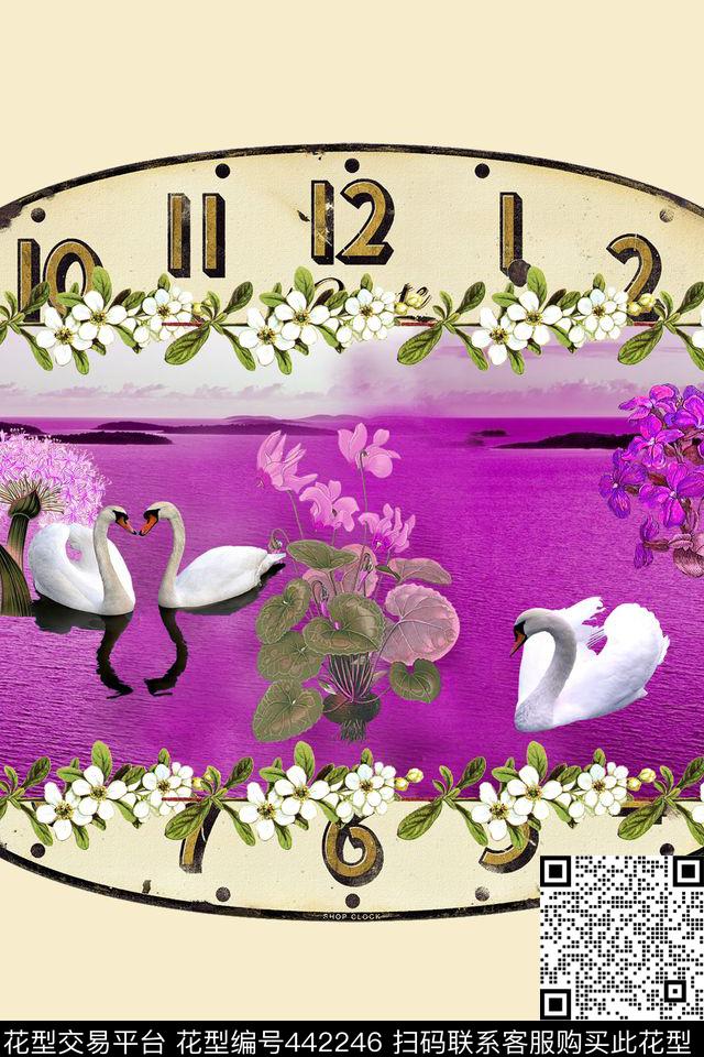 湖花卉天鹅数码印花华亿平台下载（图片编号: 442246） - 瓦栏（Walan）