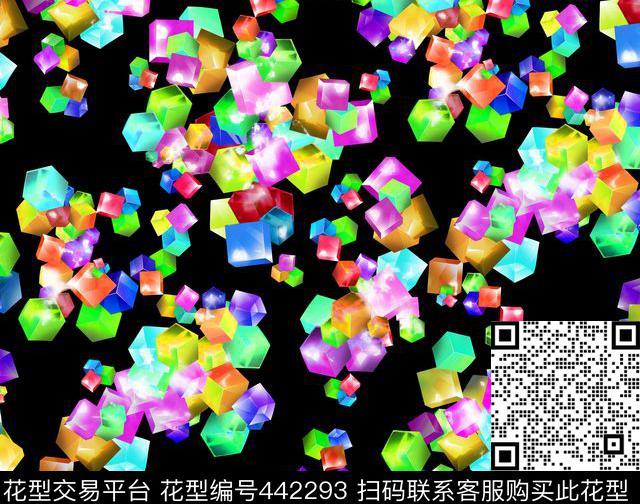 抽象小方块时尚数码印花华亿平台下载（图片编号: 442293） - 瓦栏（Walan）