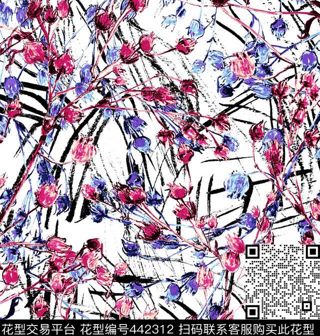 花卉清新碎花数码印花华亿平台下载（图片编号: 442312） - 瓦栏（Walan）