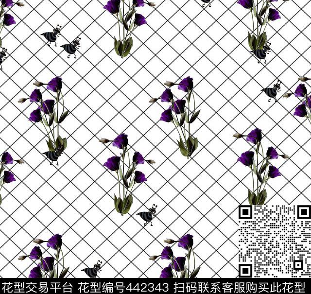 动物格子花卉数码印花华亿平台下载（图片编号: 442343） - 瓦栏（Walan）