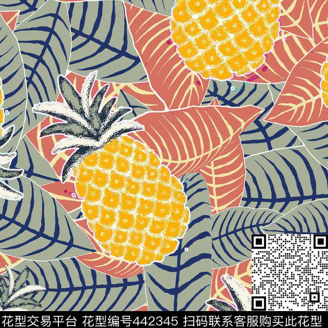 热带风情水果数码印花华亿平台下载（图片编号: 442345） - 瓦栏（Walan）