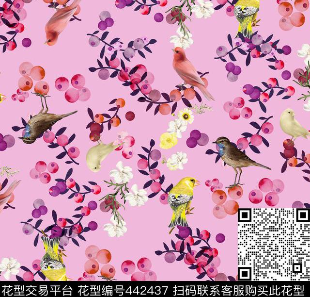 花卉流行时尚水彩数码印花华亿平台下载（图片编号: 442437） - 瓦栏（Walan）