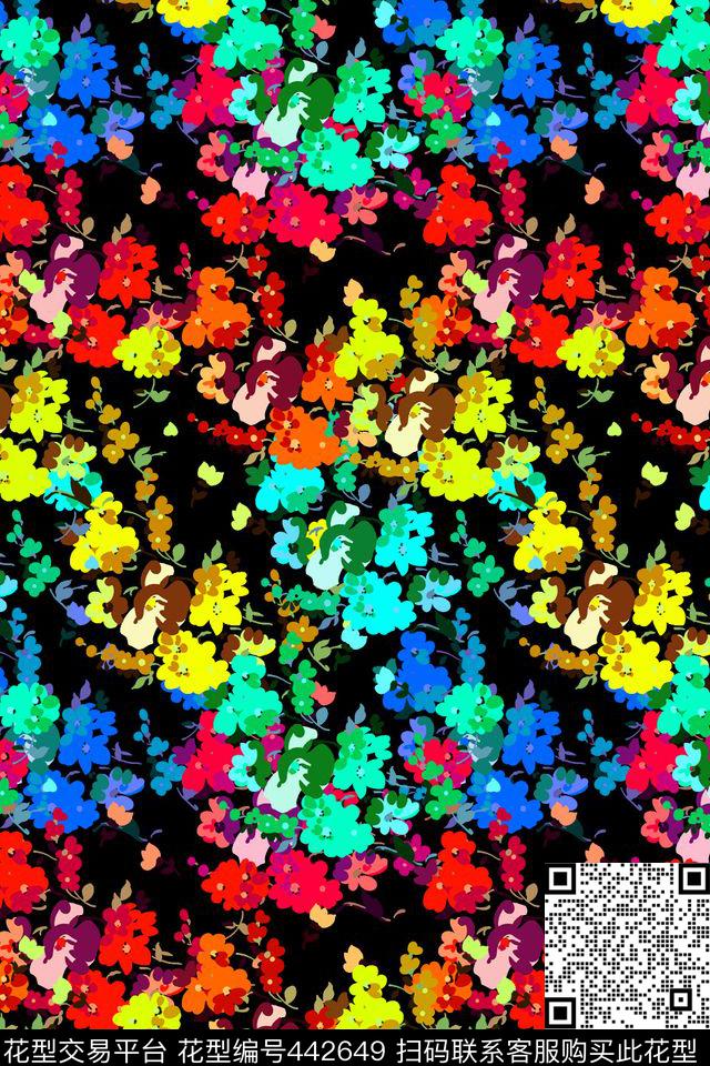 五彩小碎花满铺传统印花华亿平台下载（图片编号: 442649） - 瓦栏（Walan）