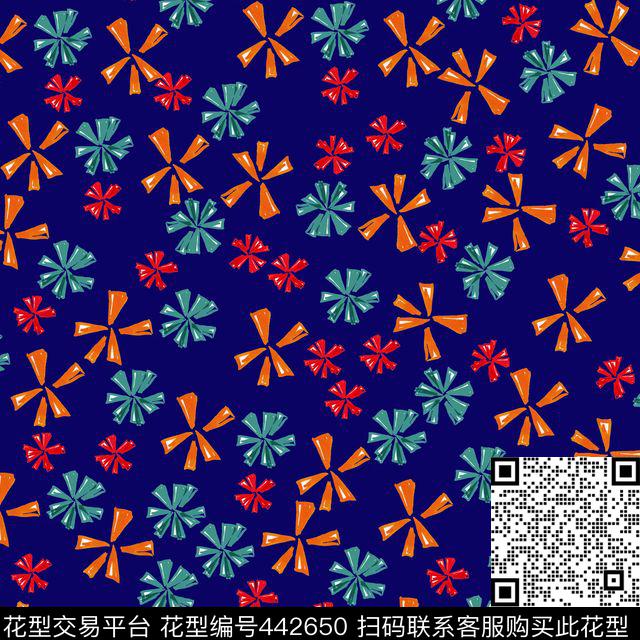 几何小碎花蓝底传统印花华亿平台下载（图片编号: 442650） - 瓦栏（Walan）