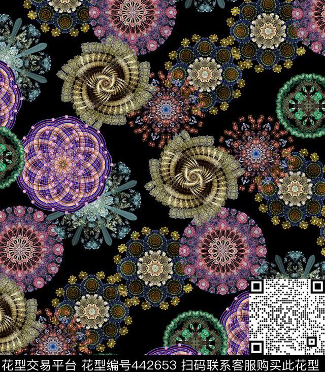 抽象个性流行时尚梦幻华亿平台数码印花华亿平台下载（图片编号: 442653） - 瓦栏（Walan）