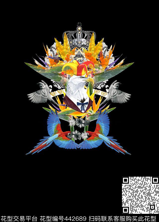 定位动物老鹰数码印花华亿平台下载（图片编号: 442689） - 瓦栏（Walan）