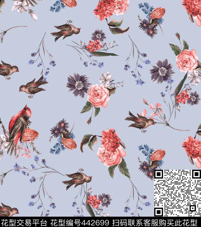 动物复古花卉数码印花华亿平台下载（图片编号: 442699） - 瓦栏（Walan）