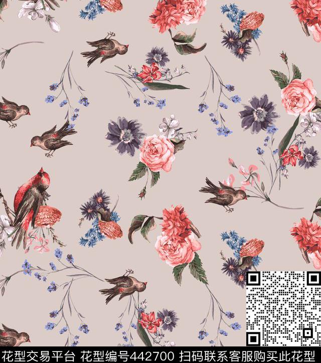 复古简约手绘数码印花华亿平台下载（图片编号: 442700） - 瓦栏（Walan）