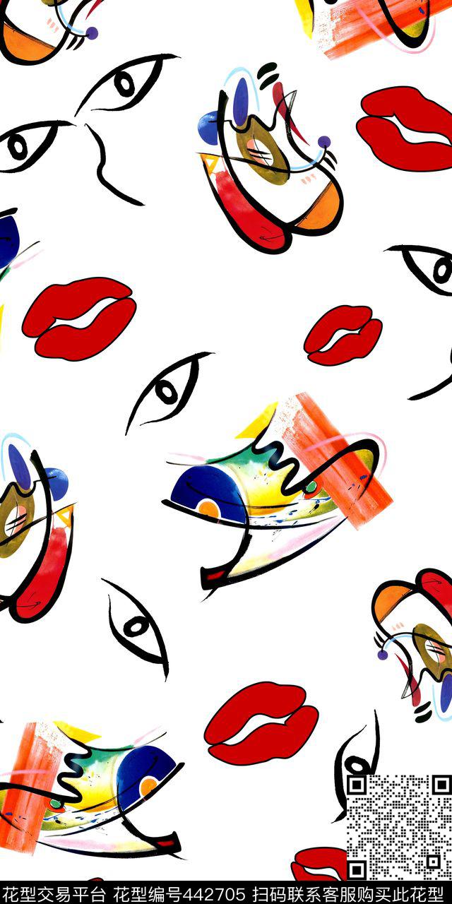 欧美时尚简单抽象元素大牌服装华亿平台数码印花华亿平台下载（图片编号: 442705） - 瓦栏（Walan）