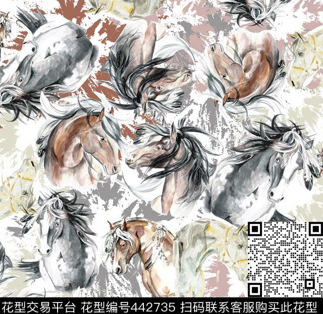 骏马男士衬衫泼溅笔触数码印花华亿平台下载（图片编号: 442735） - 瓦栏（Walan）