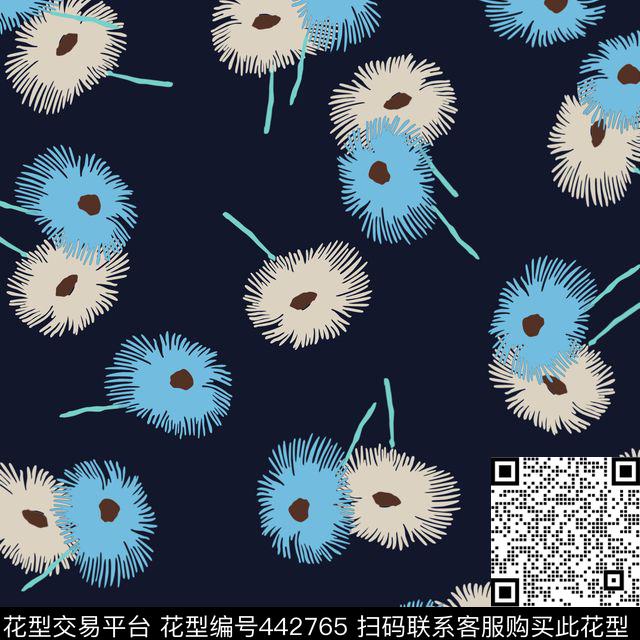 雏菊花卉手绘花传统印花华亿平台下载（图片编号: 442765） - 瓦栏（Walan）