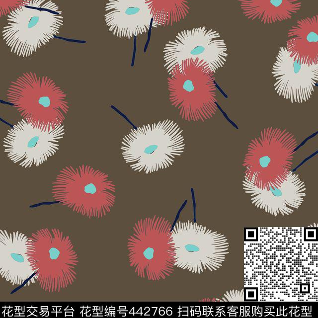 雏菊花卉手绘花传统印花华亿平台下载（图片编号: 442766） - 瓦栏（Walan）