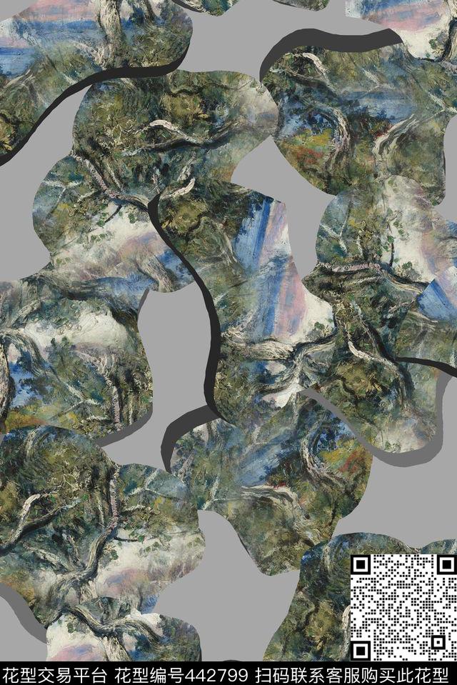 迷彩迷彩、几何破碎、绿色破碎概念数码印花华亿平台下载（图片编号: 442799） - 瓦栏（Walan）