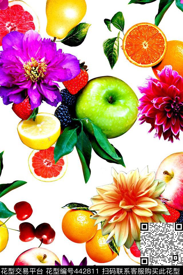 花卉时尚水果数码印花华亿平台下载（图片编号: 442811） - 瓦栏（Walan）