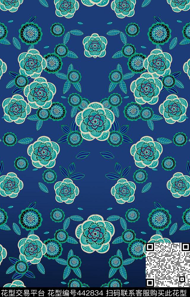 层次感强烈沉稳疏密有致数码印花华亿平台下载（图片编号: 442834） - 瓦栏（Walan）