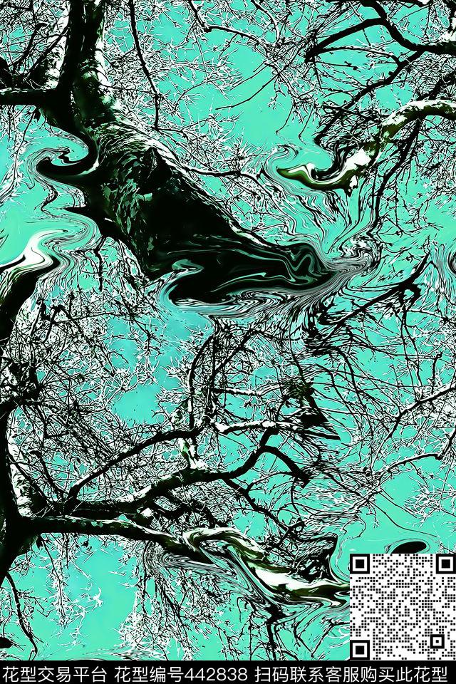 古树脉络生命数码印花华亿平台下载（图片编号: 442838） - 瓦栏（Walan）