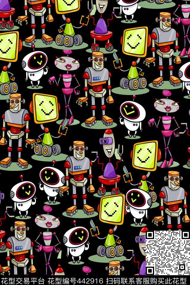 机器人卡通可爱传统印花华亿平台下载（图片编号: 442916） - 瓦栏（Walan）