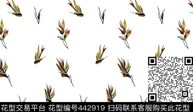 趣味手绘叶子数码印花华亿平台下载（图片编号: 442919） - 瓦栏（Walan）