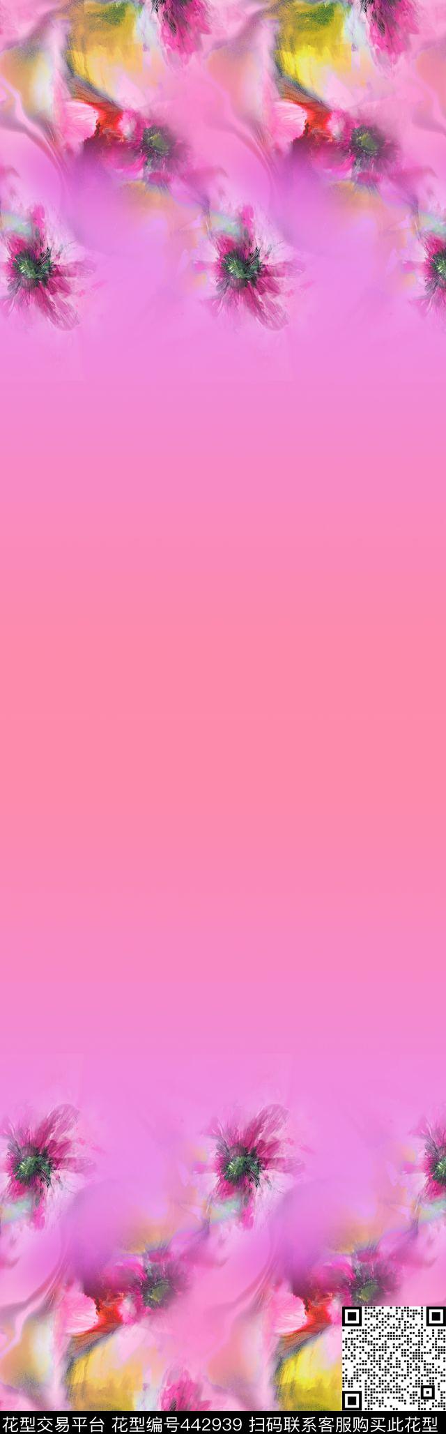 数码定位花卉手绘双边定位印花数码印花华亿平台下载（图片编号: 442939） - 瓦栏（Walan）