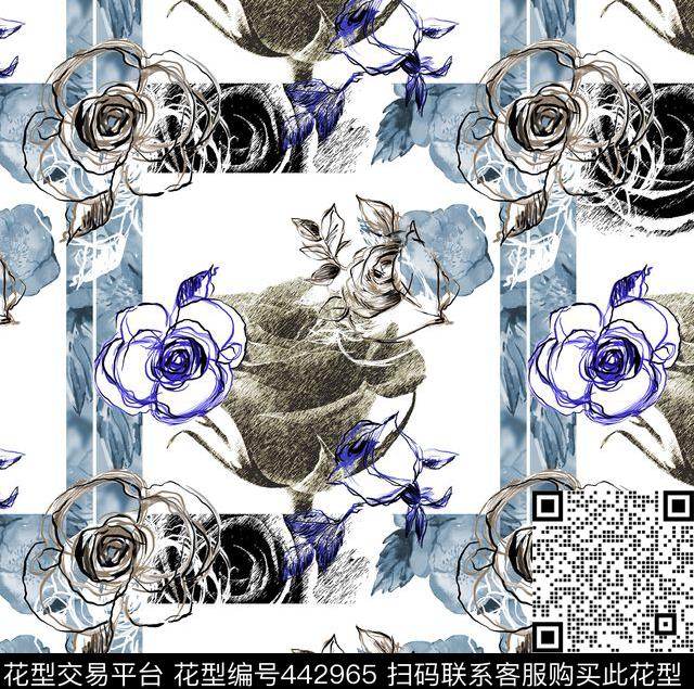 面料花绘手绘数码印花华亿平台下载（图片编号: 442965） - 瓦栏（Walan）