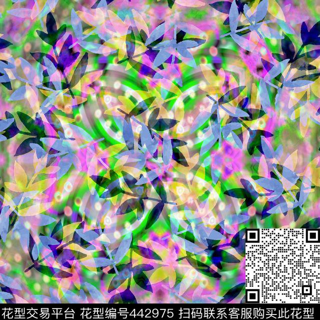 写意热带华亿平台绿植树叶数码印花华亿平台下载（图片编号: 442975） - 瓦栏（Walan）
