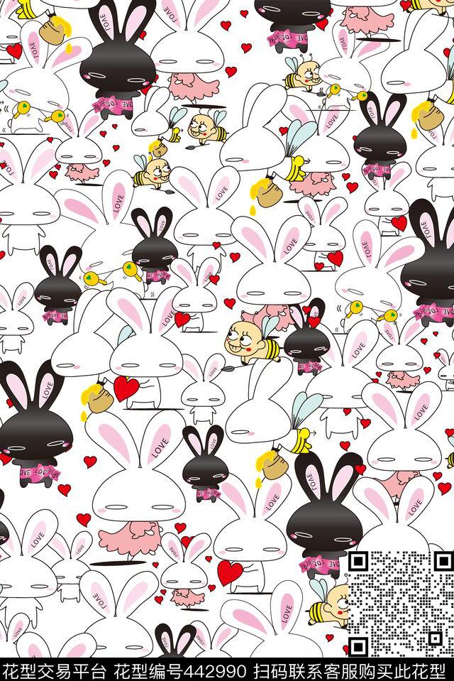 可爱卡通兔子传统印花华亿平台下载（图片编号: 442990） - 瓦栏（Walan）