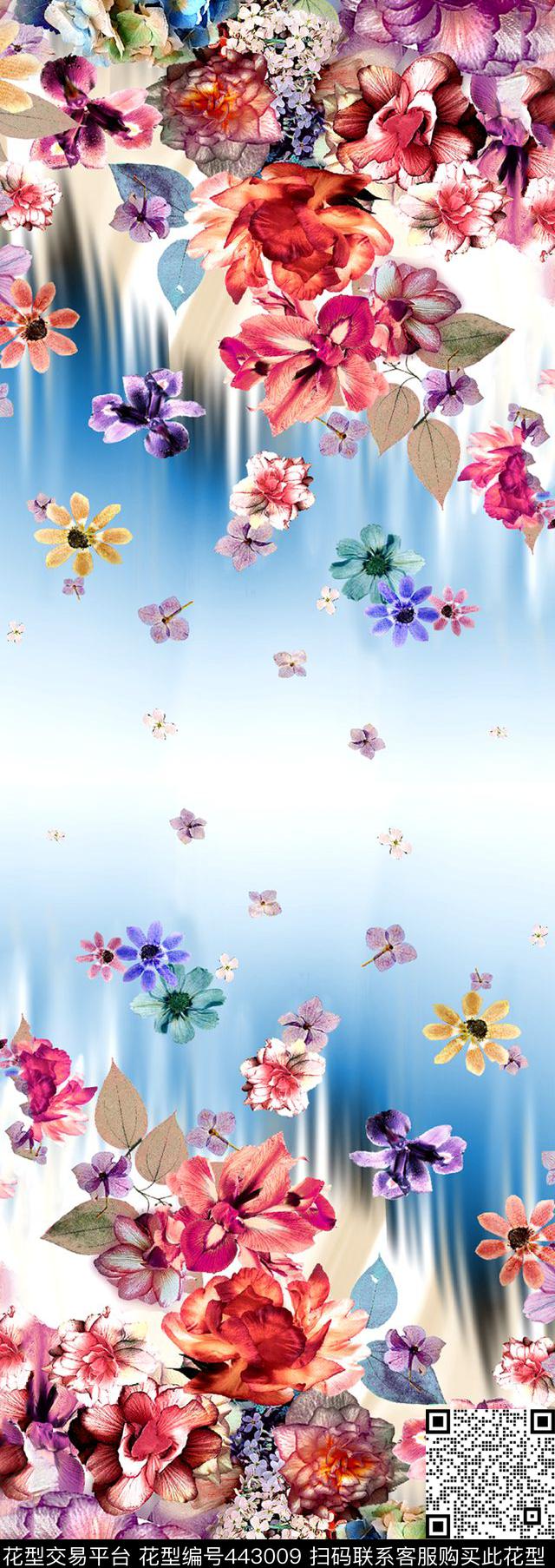 五彩定位花卉数码印花华亿平台下载（图片编号: 443009） - 瓦栏（Walan）