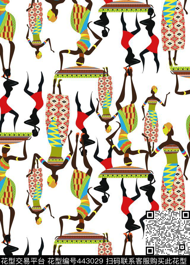 非洲壁画个性流行时尚传统印花华亿平台下载（图片编号: 443029） - 瓦栏（Walan）