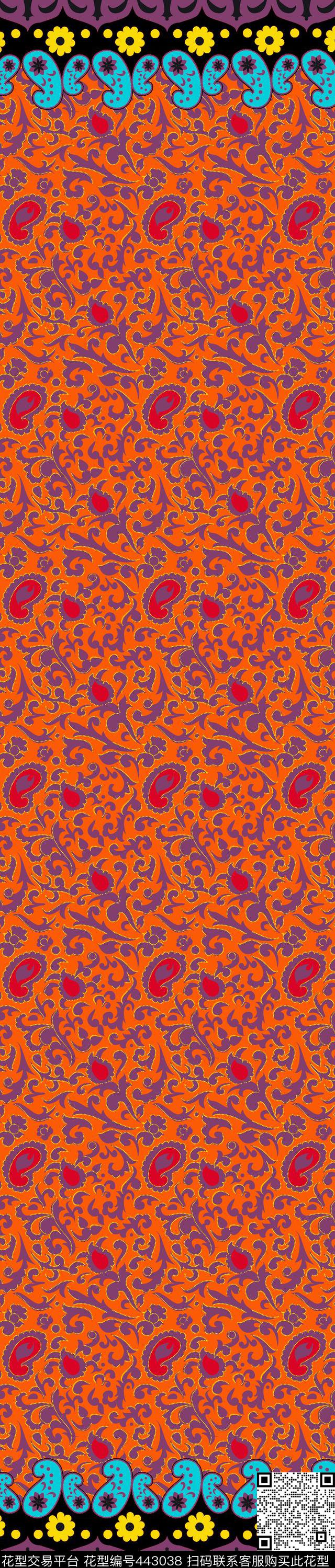 传统印花佩斯利定位双边定位印花传统印花华亿平台下载（图片编号: 443038） - 瓦栏（Walan）