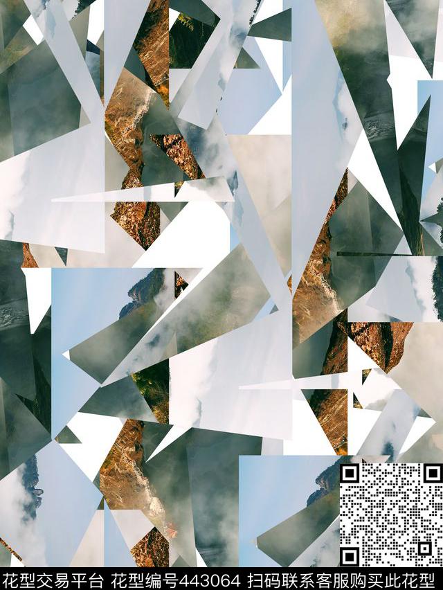 潮流复古风景数码印花华亿平台下载（图片编号: 443064） - 瓦栏（Walan）