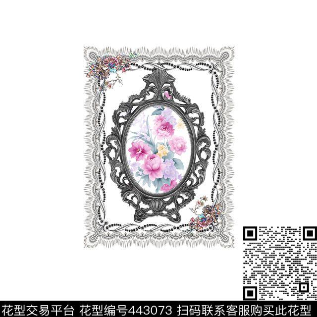 定位蝴蝶花边花卉数码印花华亿平台下载（图片编号: 443073） - 瓦栏（Walan）