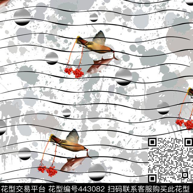 趣味鱼鸟超现实主义数码印花华亿平台下载（图片编号: 443082） - 瓦栏（Walan）