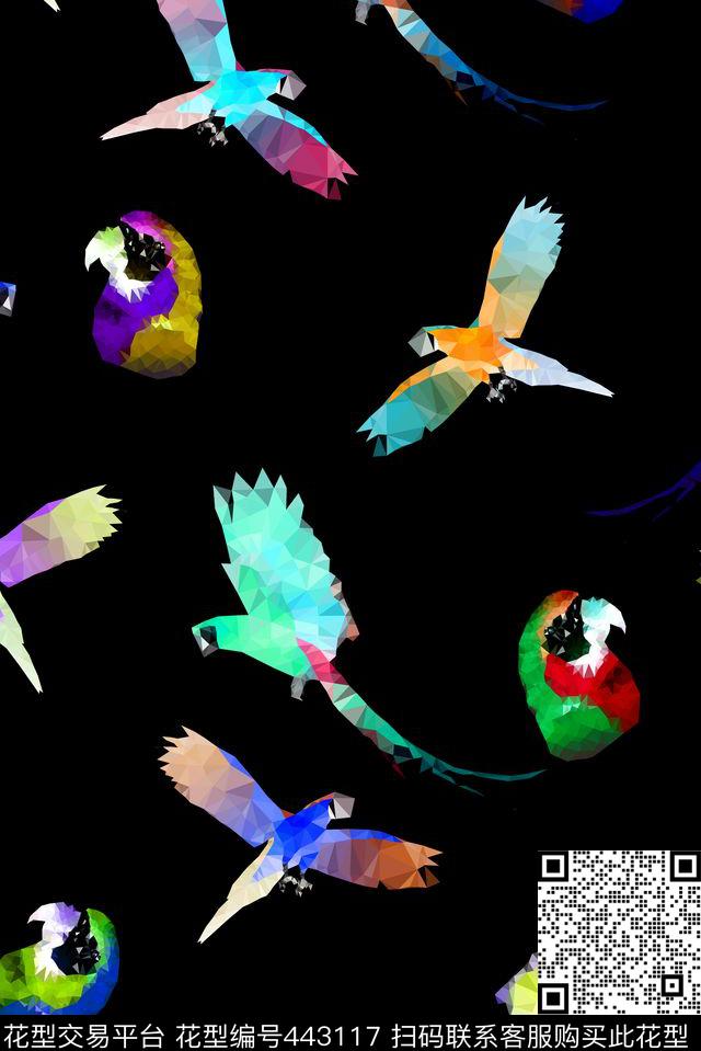 LowPoly3D彩色几何低多边形数码印花华亿平台下载（图片编号: 443117） - 瓦栏（Walan）