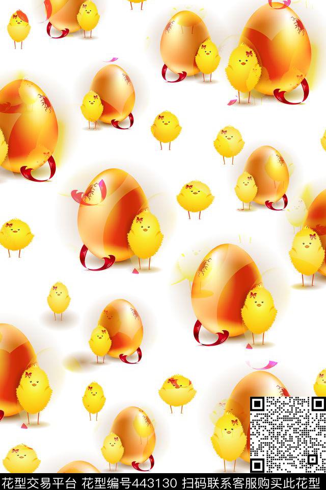 卡通鸡蛋可爱传统印花华亿平台下载（图片编号: 443130） - 瓦栏（Walan）