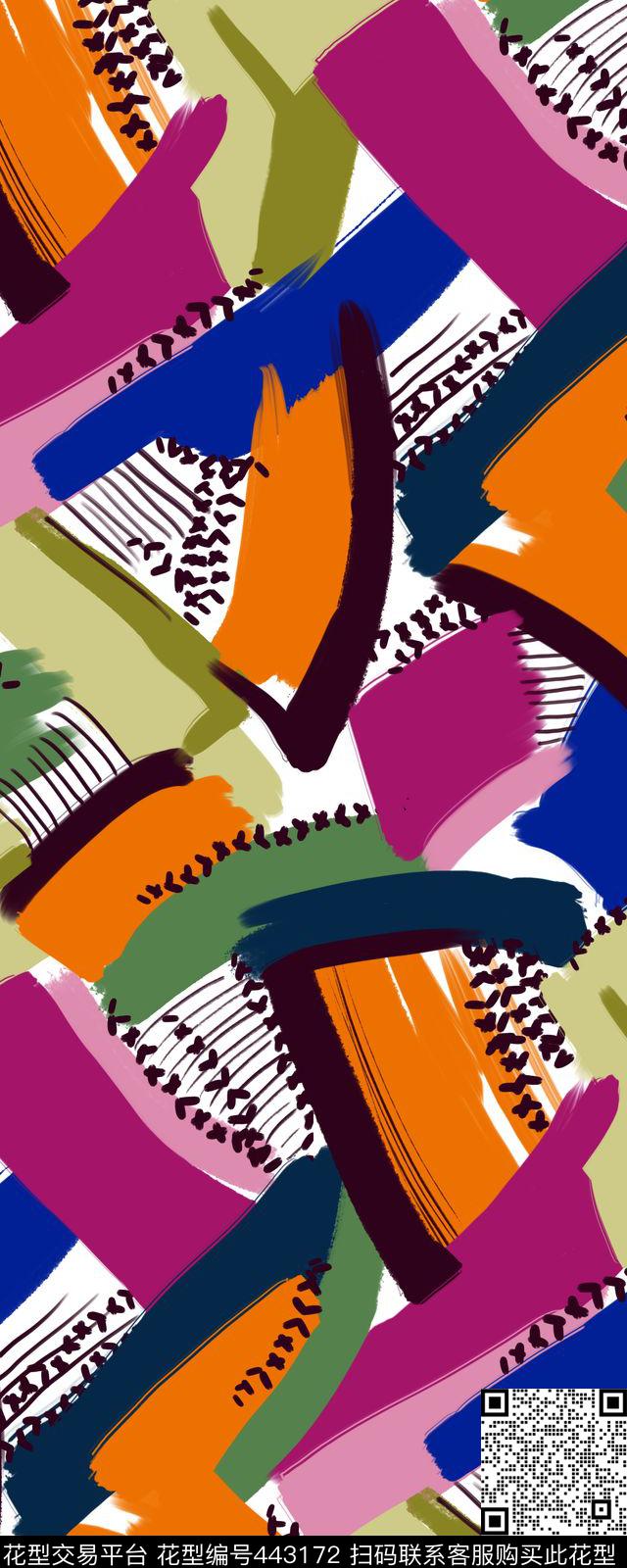时尚大气抽象色块传统印花华亿平台下载（图片编号: 443172） - 瓦栏（Walan）