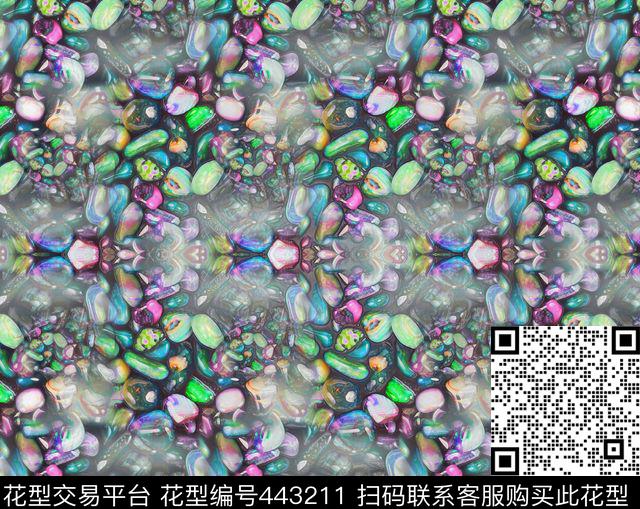 抽象时尚五彩石数码印花华亿平台下载（图片编号: 443211） - 瓦栏（Walan）