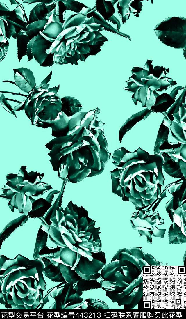 花卉简洁植物花卉数码印花华亿平台下载（图片编号: 443213） - 瓦栏（Walan）