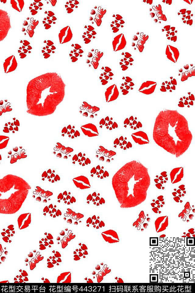 趣味love主题红唇传统印花华亿平台下载（图片编号: 443271） - 瓦栏（Walan）