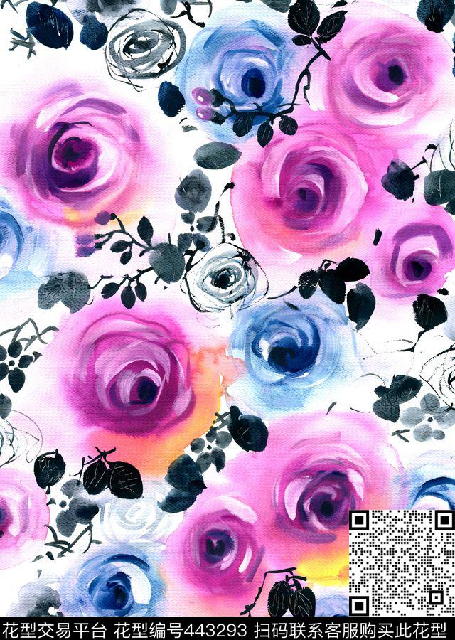 手绘华亿平台数码印花华亿平台下载（图片编号: 443293） - 瓦栏（Walan）