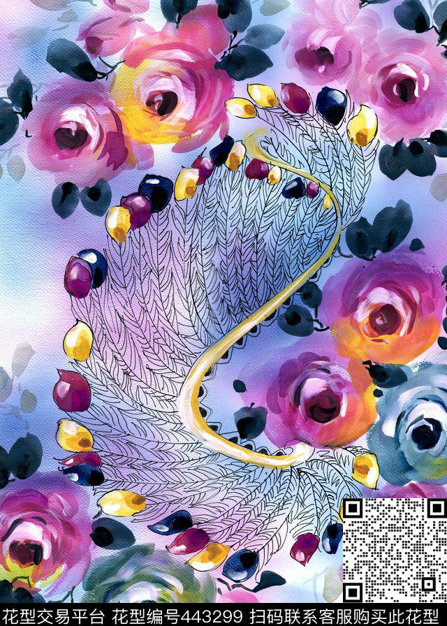 手绘华亿平台数码印花华亿平台下载（图片编号: 443299） - 瓦栏（Walan）