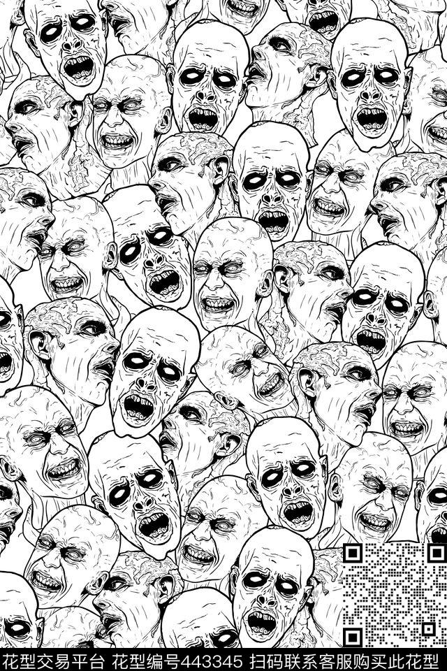 L.D~卡通潮牌人物头像传统印花华亿平台下载（图片编号: 443345） - 瓦栏（Walan）