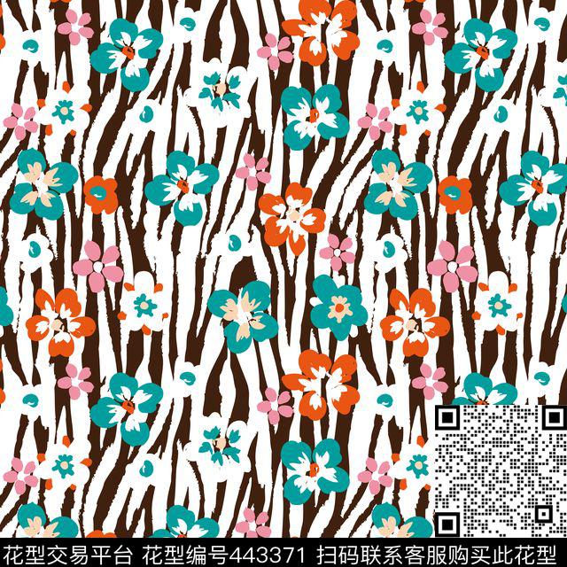时尚豹纹底纹花卉花朵数码印花华亿平台下载（图片编号: 443371） - 瓦栏（Walan）