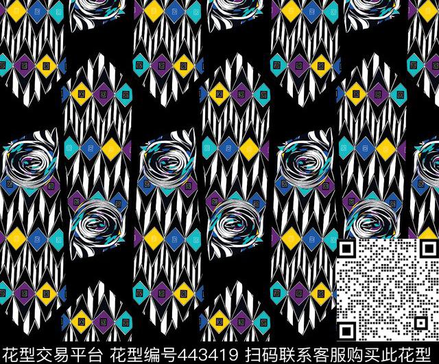 彩色几何、领带几何系列几何图形传统印花华亿平台下载（图片编号: 443419） - 瓦栏（Walan）