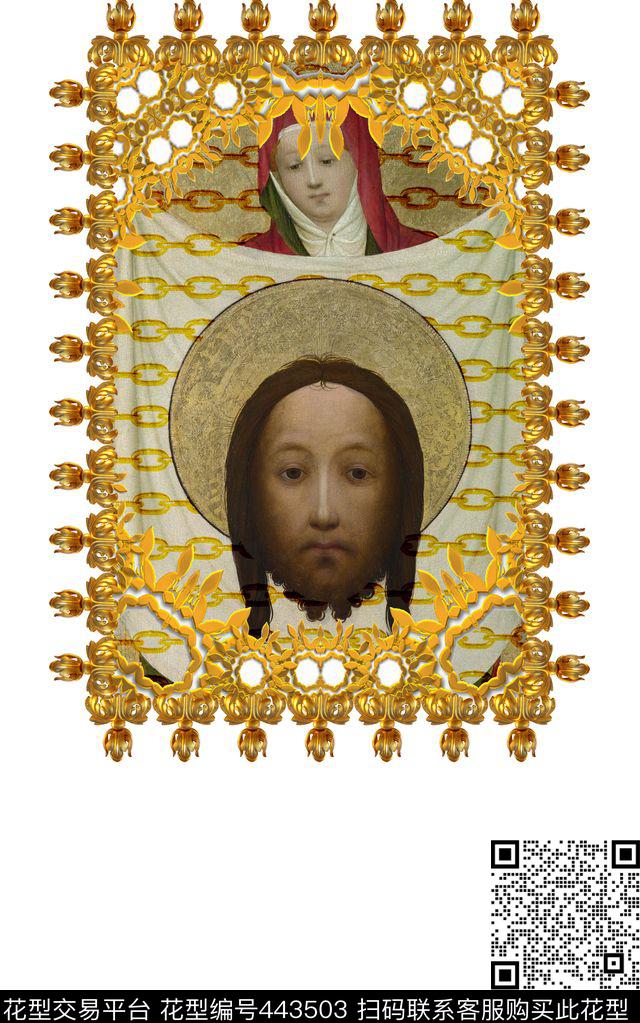 男装大牌风宗教油画数码印花华亿平台下载（图片编号: 443503） - 瓦栏（Walan）