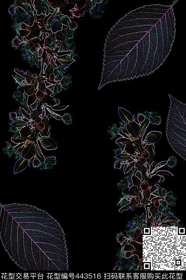 抽象海棠花花瓣数码印花华亿平台下载（图片编号: 443516） - 瓦栏（Walan）