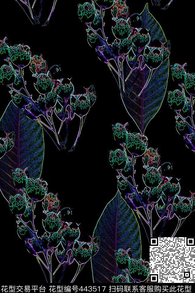 抽象花瓣花卉数码印花华亿平台下载（图片编号: 443517） - 瓦栏（Walan）