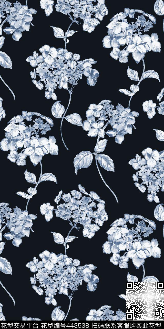 清新水彩花卉水彩手绘花卉数码印花华亿平台下载（图片编号: 443538） - 瓦栏（Walan）