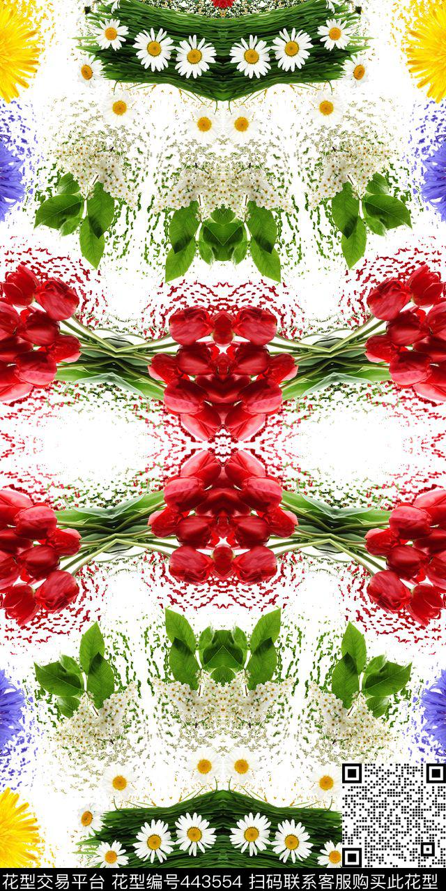 琉璃波纹花卉数码印花华亿平台下载（图片编号: 443554） - 瓦栏（Walan）
